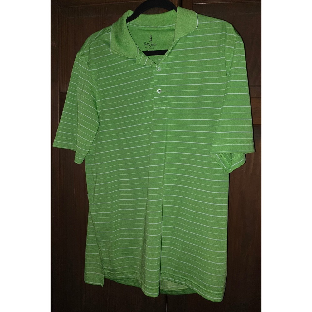 Bobby Jones Performance Polo Shirt Mens Medium Green Striped Excellent
